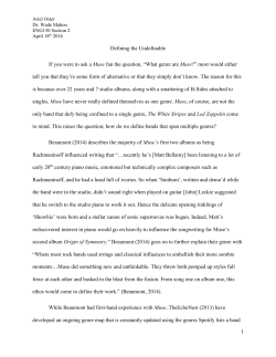 Defining the Undefinable If you were to ask a Muse fan the question