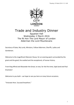 Trade and Industry - the City of London Corporation