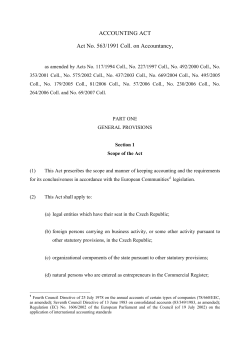 ACCOUNTING ACT Act No. 563/1991 Coll. on Accountancy,
