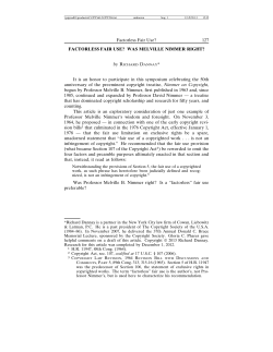 Factorless Fair Use? Was Melville Nimmer Right?
