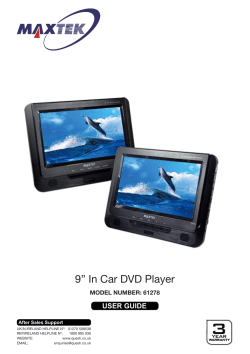 9&rdquo; In Car DVD Player