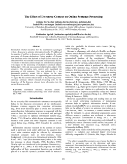 The Effect of Discourse Context on Online Sentence Processing