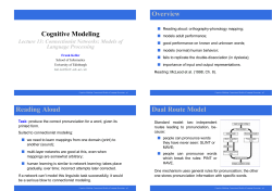 Cognitive Modeling Overview Reading Aloud Dual Route Model