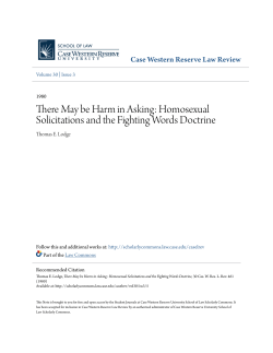 Homosexual Solicitations and the Fighting Words Doctrine