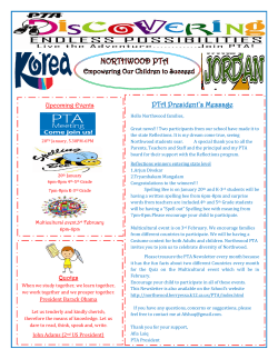 PTA President`s Message - Northwood Elementary School