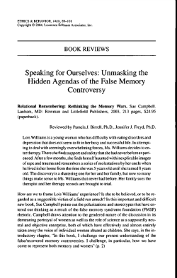 Unmasking the Hidden Agendas of the False Memory Controversy