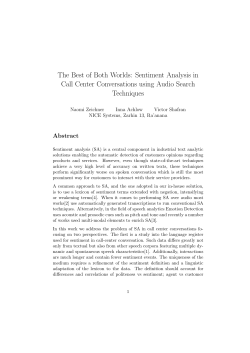 The Best of Both Worlds: Sentiment Analysis in Call Center