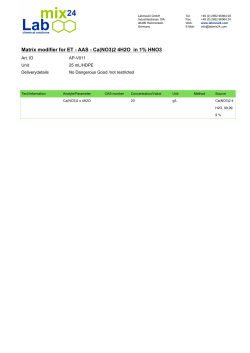 Matrix modifier for ET - AAS - Ca(NO3)2 4H2O in 1