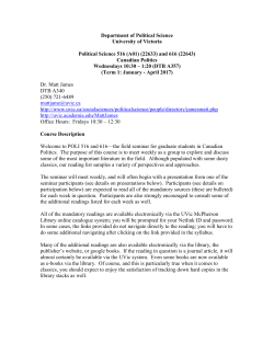 Canadian Politics We - University of Victoria