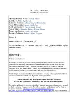 PAEC Biology Partnership Lesson Plan #5 "Can I come in?"