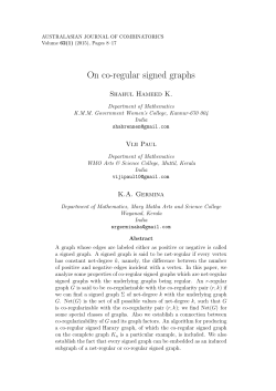 On co-regular signed graphs - The Australasian Journal of