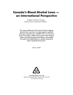 Canada`s Blood Alcohol Laws - An International Perspective 2002