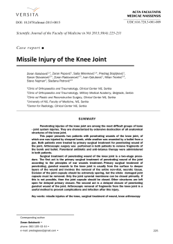 Missile Injury of the Knee Joint
