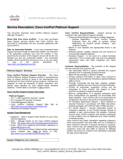 Service Description: Cisco IronPort Platinum Support