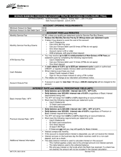 BONUS BANKING CHECKING ACCOUNT TRUTH IN SAVINGS