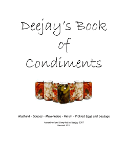 Mustard &ndash; Sauces - Mayonnaise &ndash; Relish &ndash; Pickled Eggs and Sausage