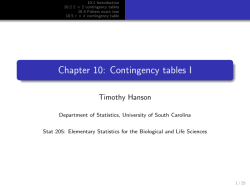 Chapter 10: Contingency tables I