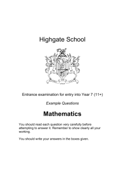 11+ Assessment sample Mathematics test