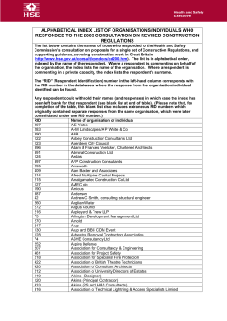 alphabetical index list of organisations/individuals who