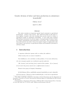 Gender division of labor and farm production in subsistence