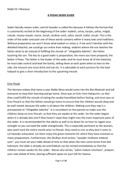 Rabbi Eli J Mansour A PESAH SEDER GUIDE Seder literally means