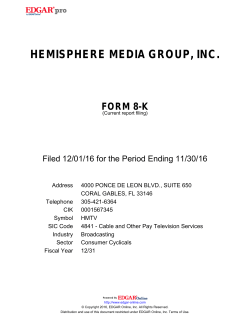 hemisphere media group, inc. form 8-k
