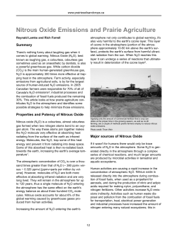 Nitrous Oxide Emissions and Prairie Agriculture