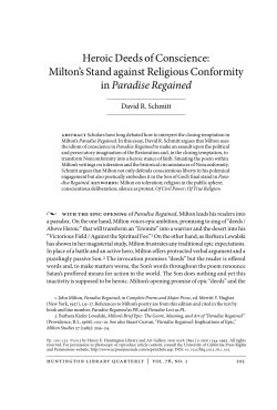 Heroic Deeds of Conscience: Milton`s Stand against Religious