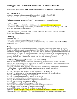 Biology 4701 - Animal Behaviour Course Outline
