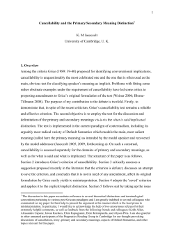 On Cancellability and Primary Meanings