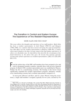 The Transition in Central and Eastern Europe: The Experience of