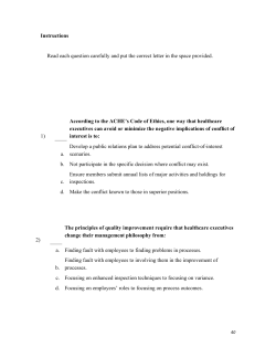 Practice Exam - American College of Healthcare Executives