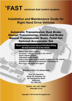 Installation and Maintenance Guide for Right Hand Drive Vehicles