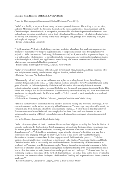 Excerpts from Reviews of Robert A. Yelle`s Books Praise for The
