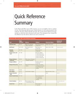 Quick Reference Summary