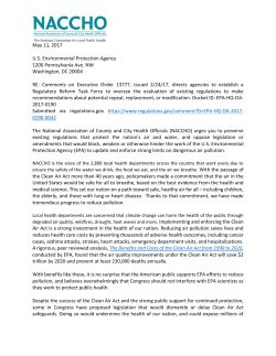 Comment Letter to the EPA Supporting Clean Air Act