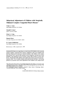 Behavioral Adjustment of Children with Surgically Palliated Complex