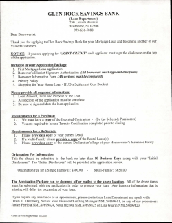 Mortgage Applicaton - Glen Rock Savings Bank