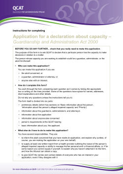Application for a declaration about capacity &ndash; Guardianship