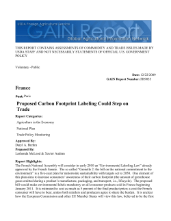 France Proposed Carbon Footprint Labeling Could