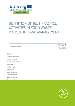 DEFINITION OF BEST PRACTICE ACTIVITIES IN FOOD WASTE