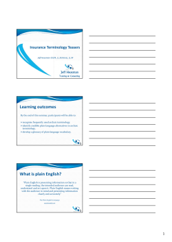 Learning outcomes What is plain English?