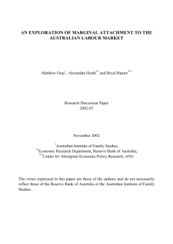 An Exploration of Marginal Attachment to the Australian Labour Market