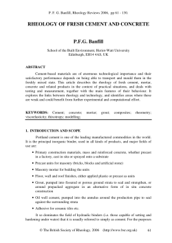 RHEOLOGY OF FRESH CEMENT AND CONCRETE P.F.G. Banfill