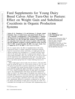Feed Supplements for Young Dairy Breed Calves After Turn