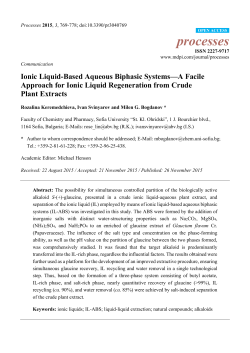 Ionic Liquid-Based Aqueous Biphasic Systems&mdash;A Facile Approach