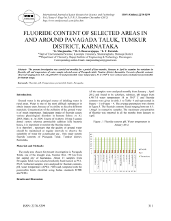 fluoride content of selected areas in and around pavagada taluk