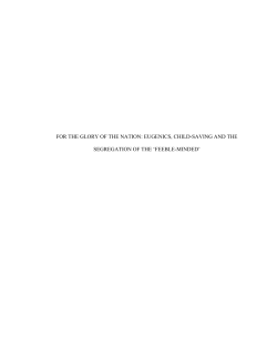 FOR THE GLORY OF THE NATION: EUGENICS, CHILD
