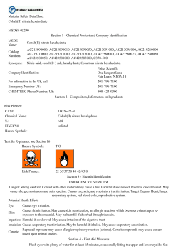 Material Safety Data Sheet Cobalt(II) nitrate hexahydrate