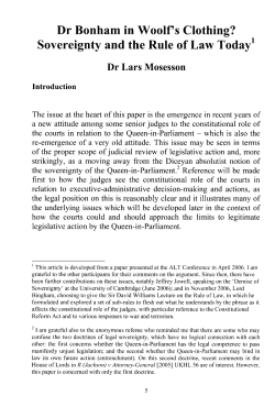Dr Bonham in Woolf`s Clothing? Sovereignty and the Rule of Law